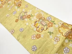 桜尽くしに御所車・草花模様織出し袋帯